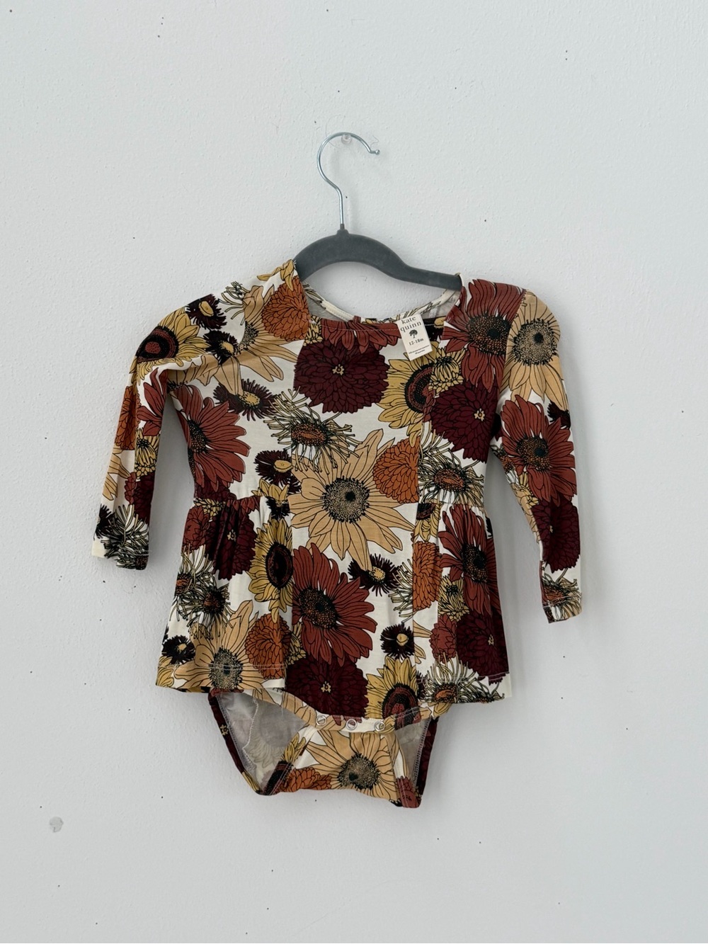 kate quinn Rust, Mustard, Cream Floral Long Sleeve Bodysuit